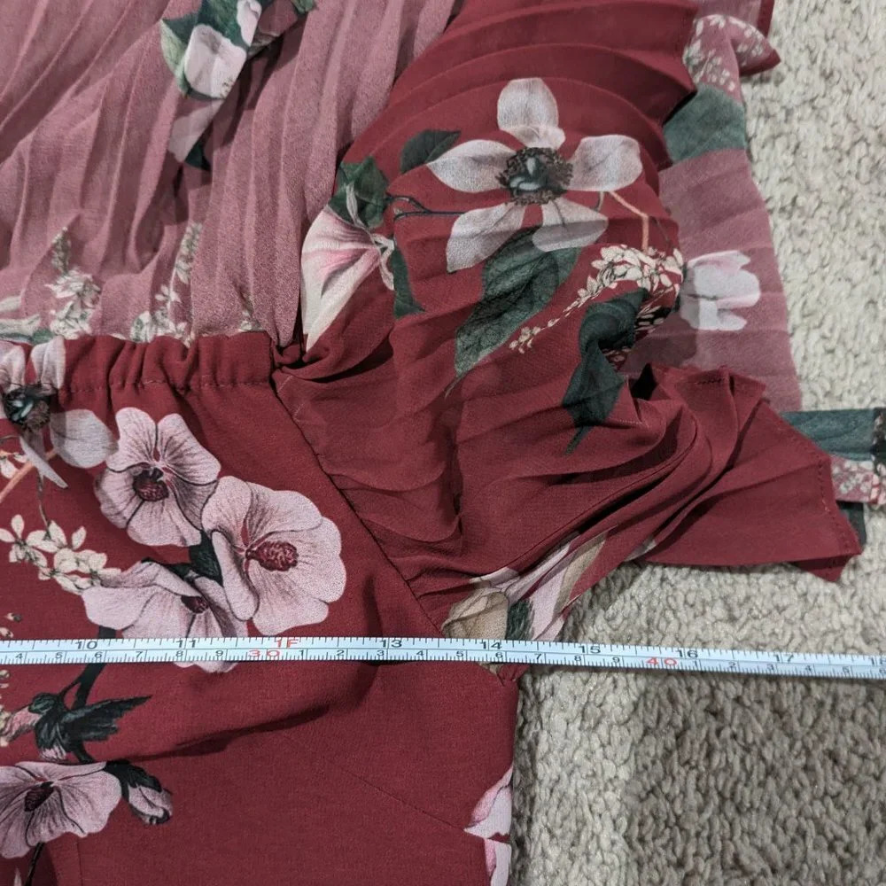 Keepsake Last Dance Ruffle Mini Dress‎ in Marsala Garden Floral Size XS - Picture 4 of 10